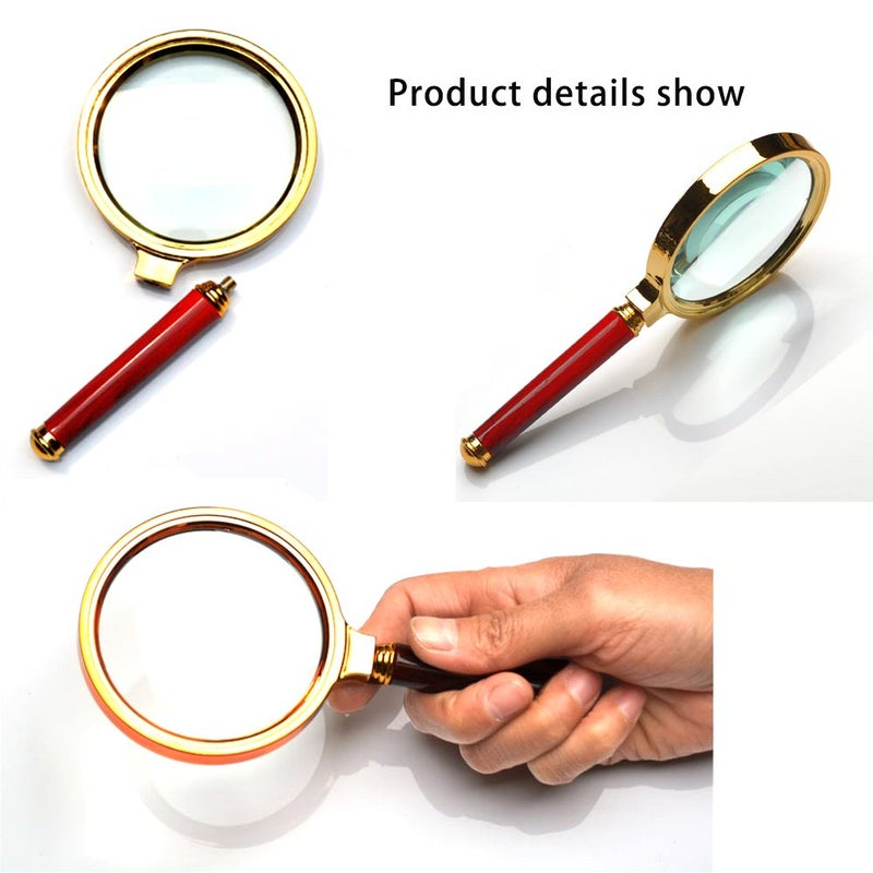 Kadaon 10X Handheld Magnifier Antique Mahogany Handle Magnifier Reading Magnifying Glass for Reading Book, Inspection, Coins, Insects, Rocks, Map, Crossword Puzzle - Image 3